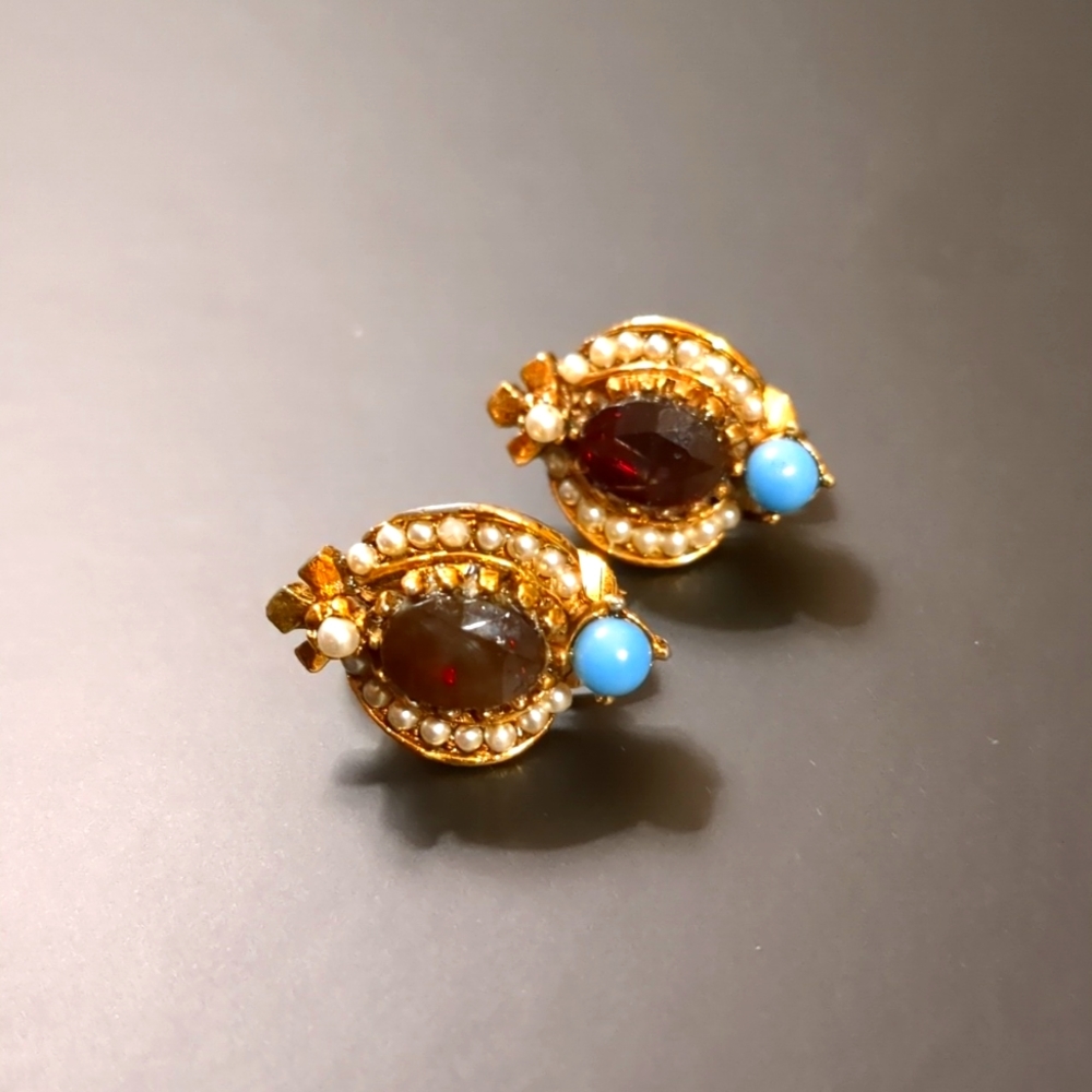 VINTAGE A.R.T. RUBY EARRINGS - Picture 4 of 5
